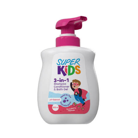 Super Kids 3 in 1 Strawberry Milkshake Fragrance 500 ml